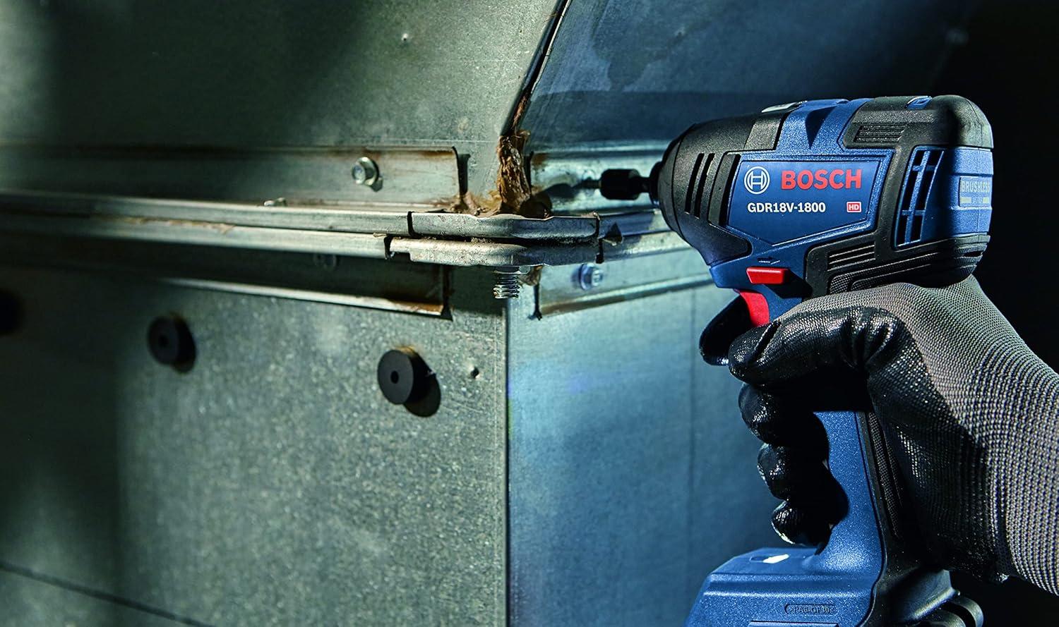 imageBOSCH GXL18V27B22 Power Tool Combo Kit 18V Brushless Compact 12 In Cordless Drill Driver and 14 In Hex Impact Driver Includes Two 20Ah Batteries 18V Charger and Carrying Tool Bag