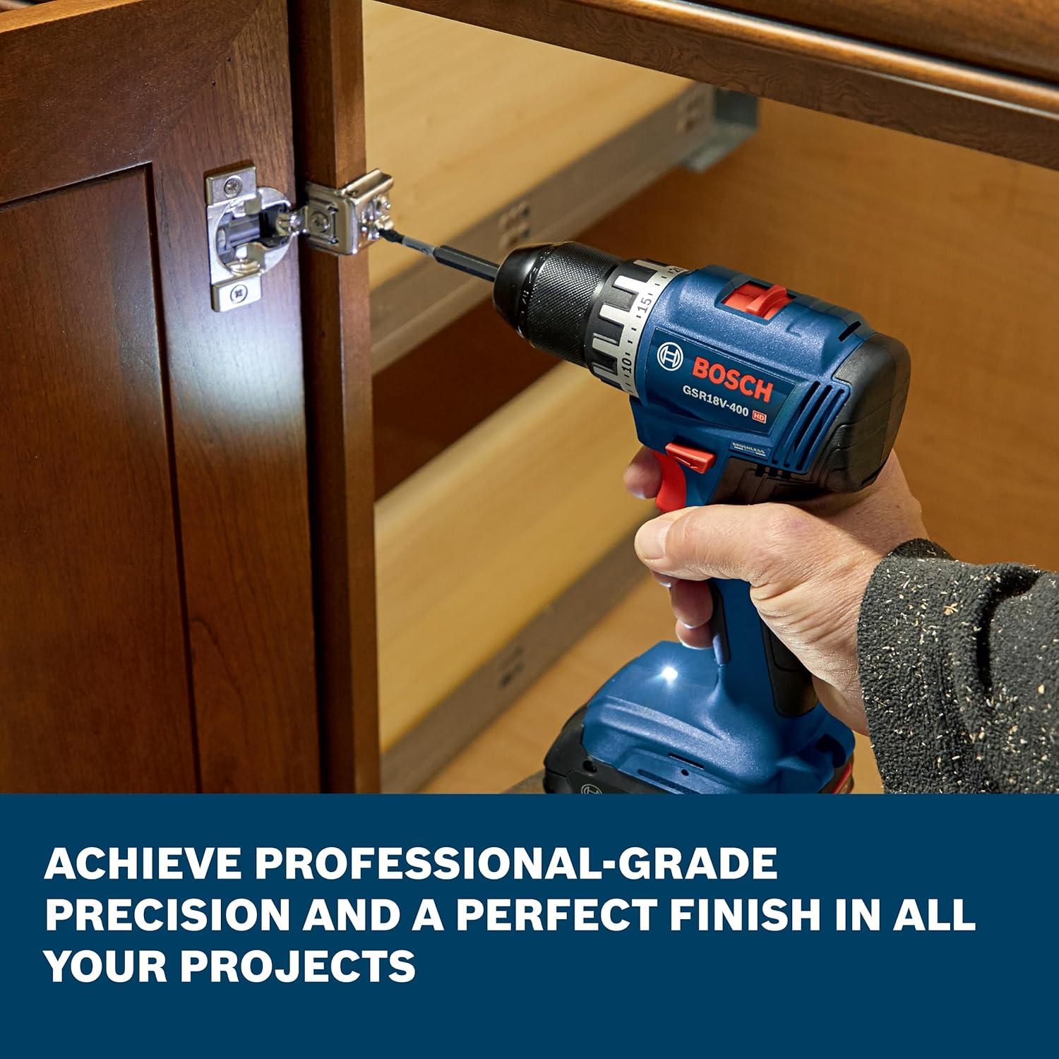imageBOSCH GXL18V27B22 Power Tool Combo Kit 18V Brushless Compact 12 In Cordless Drill Driver and 14 In Hex Impact Driver Includes Two 20Ah Batteries 18V Charger and Carrying Tool Bag