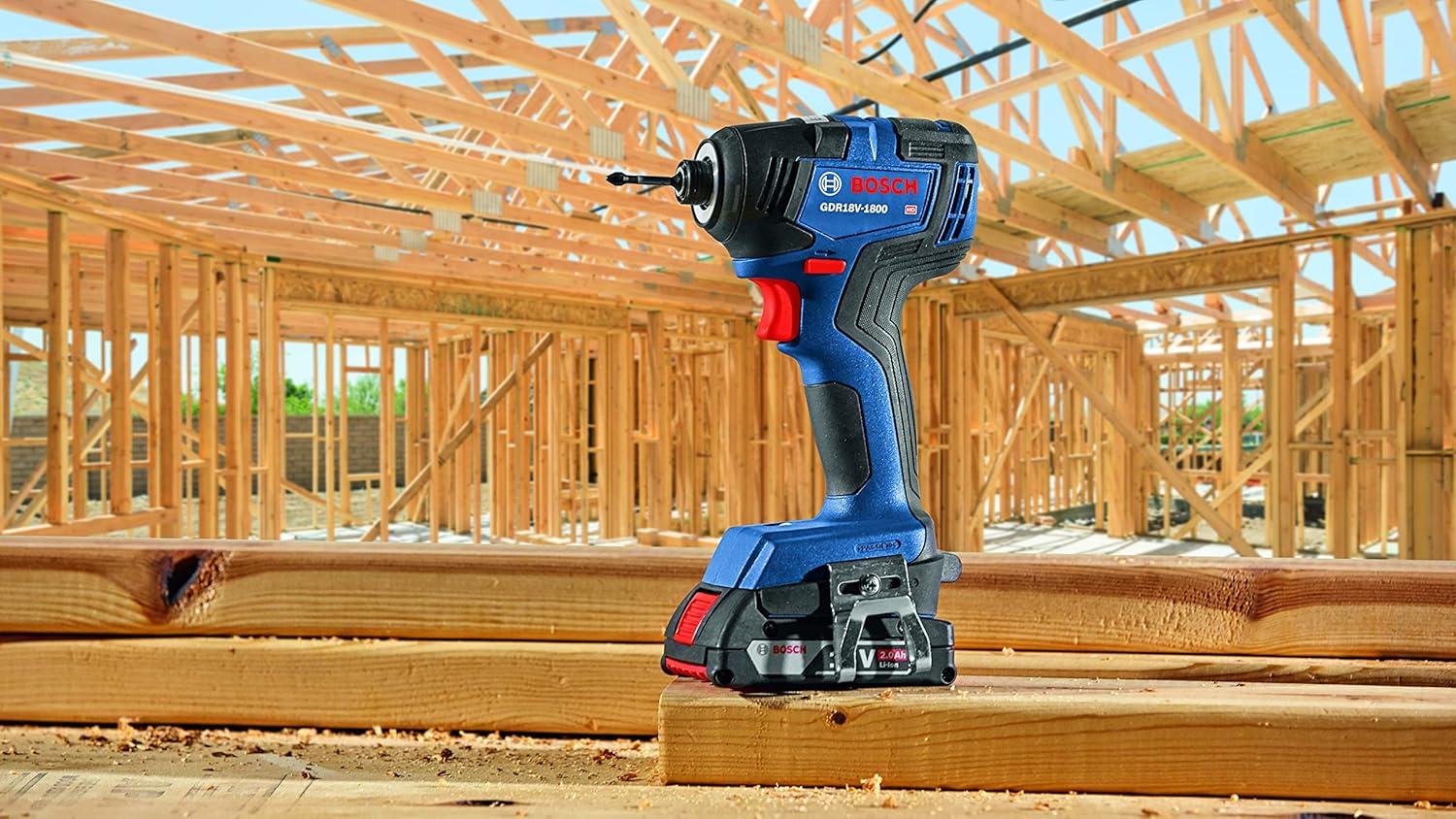 imageBOSCH GXL18V27B22 Power Tool Combo Kit 18V Brushless Compact 12 In Cordless Drill Driver and 14 In Hex Impact Driver Includes Two 20Ah Batteries 18V Charger and Carrying Tool Bag