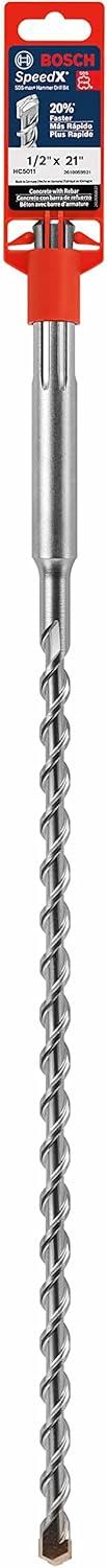 imageBOSCH HC5091 112 in x 21 in SDSmax SpeedX Carbide Rotary Hammer Bit for Concrete Drilling12 Diameter