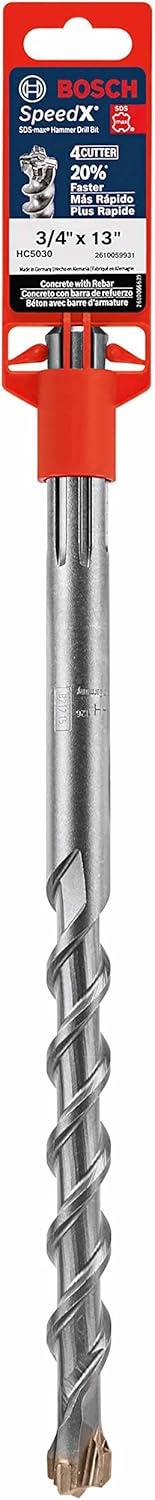 imageBOSCH HC5091 112 in x 21 in SDSmax SpeedX Carbide Rotary Hammer Bit for Concrete Drilling34 in