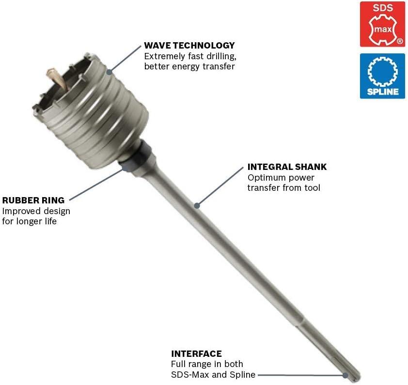 imageBOSCH HC8555 4 in x 22 in SDSMax Rotary Hammer Core Bit Ideal for Applications in Masonry Brick Block Concrete2 In Diameter