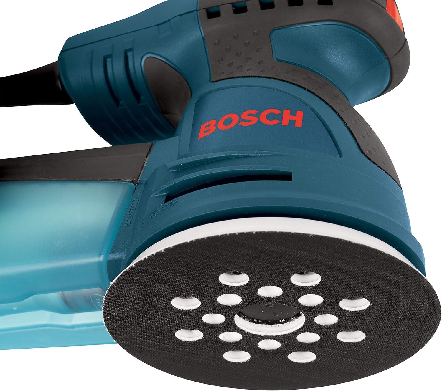 imageBOSCH ROS20VSC Palm Sander 25 Amp 5 Inch Corded Variable Speed Random Orbital Sander Polisher Kit with Dust Collector and Soft Carrying BagSander with Soft Carrying Bag