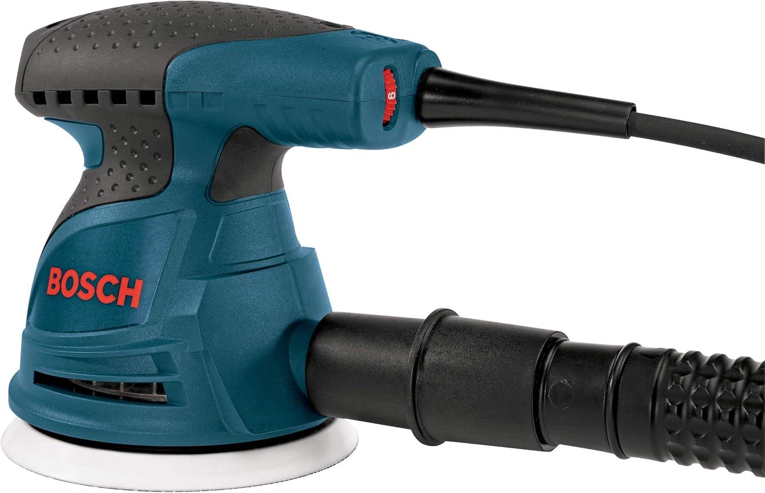 imageBOSCH ROS20VSC Palm Sander 25 Amp 5 Inch Corded Variable Speed Random Orbital Sander Polisher Kit with Dust Collector and Soft Carrying BagSander with Soft Carrying Bag