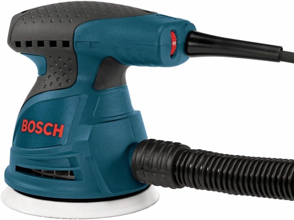 imageBOSCH ROS20VSC Palm Sander 25 Amp 5 Inch Corded Variable Speed Random Orbital Sander Polisher Kit with Dust Collector and Soft Carrying BagSander with Case