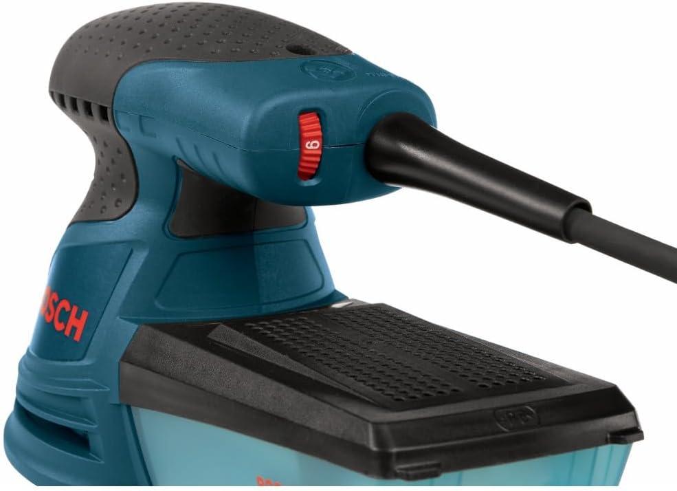 imageBOSCH ROS20VSC Palm Sander 25 Amp 5 Inch Corded Variable Speed Random Orbital Sander Polisher Kit with Dust Collector and Soft Carrying BagSander with Case