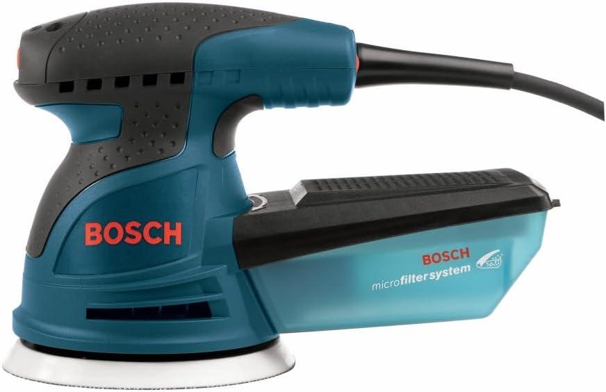 imageBOSCH ROS20VSC Palm Sander 25 Amp 5 Inch Corded Variable Speed Random Orbital Sander Polisher Kit with Dust Collector and Soft Carrying BagSander with Case
