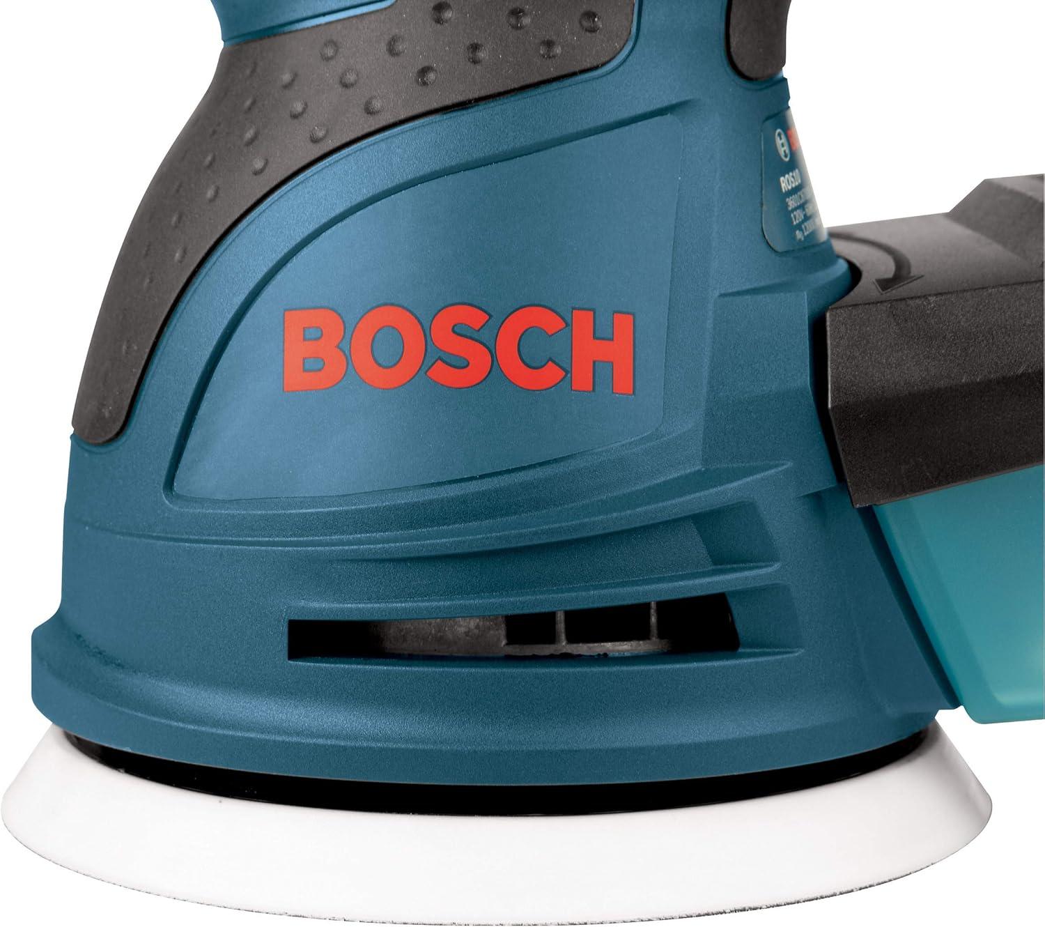 imageBOSCH ROS20VSC Palm Sander 25 Amp 5 Inch Corded Variable Speed Random Orbital Sander Polisher Kit with Dust Collector and Soft Carrying BagSander with Soft Carrying Bag