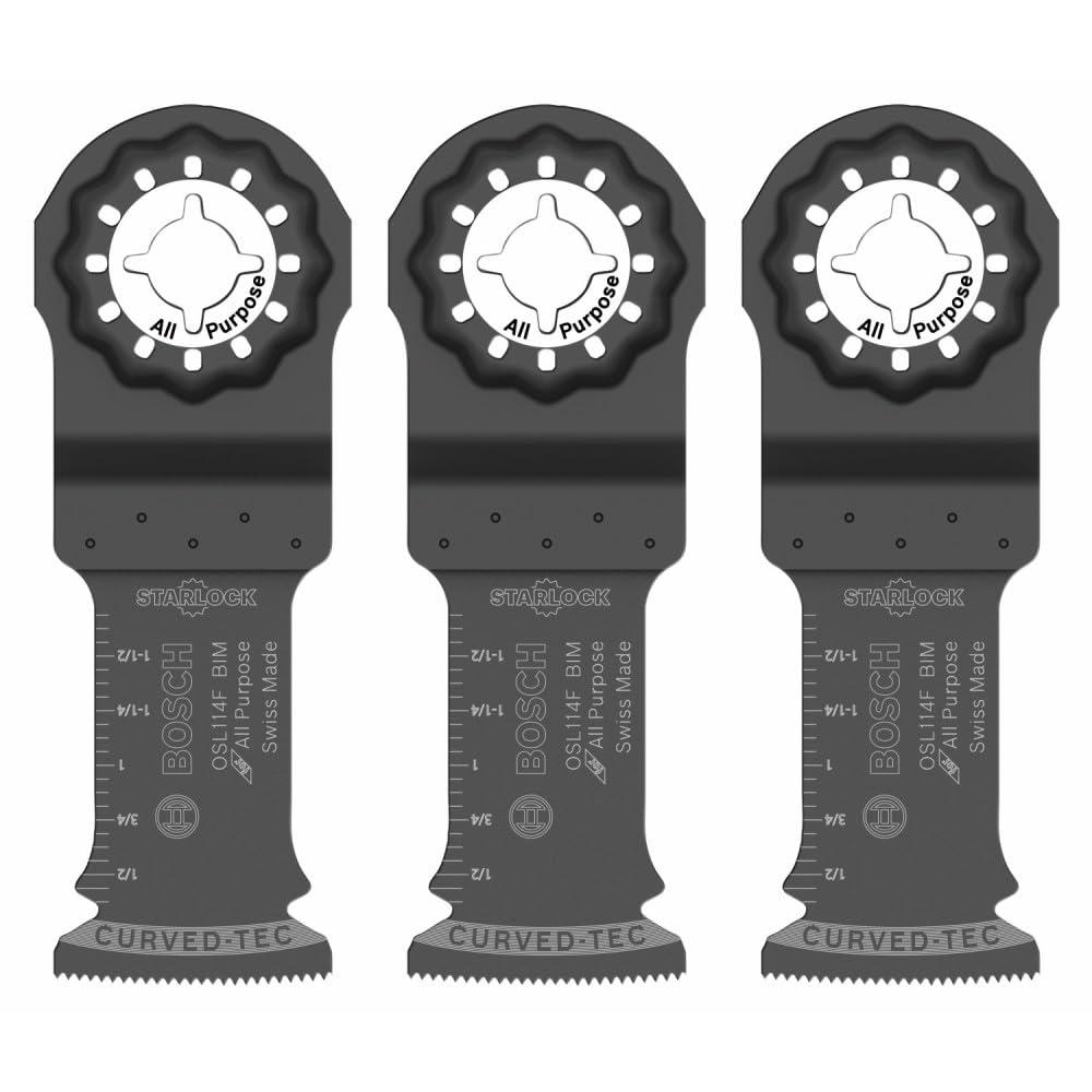 imageBOSCH Starlock OSL114F3 Oscillating MultiTool Blades 114 BiMetal Plunge Cut 3D Fit Interface Compatible with OIS Tools Wood Metal amp Drywall Cutting 3Pack114 In
