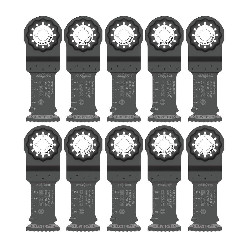 imageBOSCH Starlock OSL114F3 Oscillating MultiTool Blades 114 BiMetal Plunge Cut 3D Fit Interface Compatible with OIS Tools Wood Metal amp Drywall Cutting 3Pack114 In