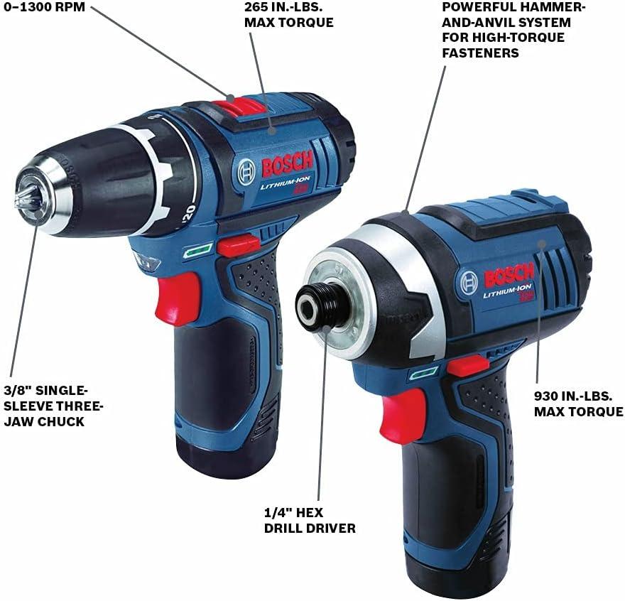 imageBosch 12V Max Cordless 2Tool Combo Kit with DrillDriver and Impact Driver CLPK2212012V Kit