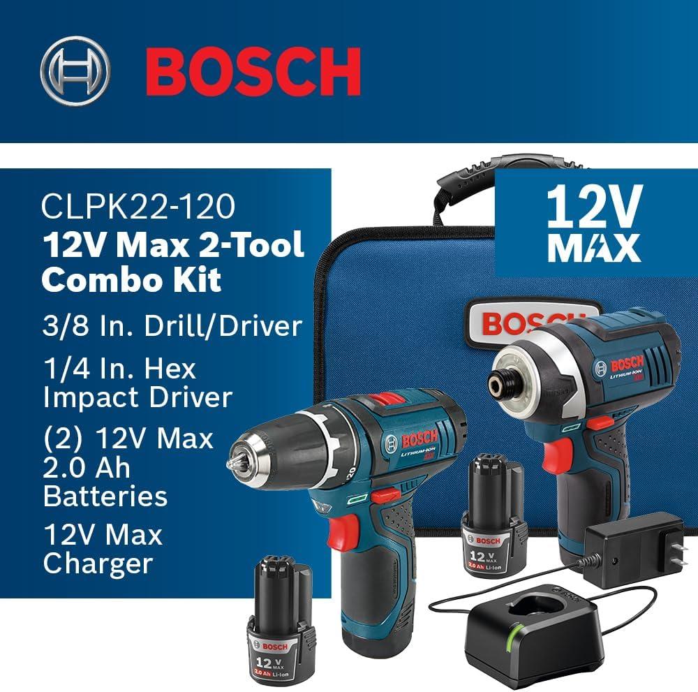 imageBosch 12V Max Cordless 2Tool Combo Kit with DrillDriver and Impact Driver CLPK2212012V Kit