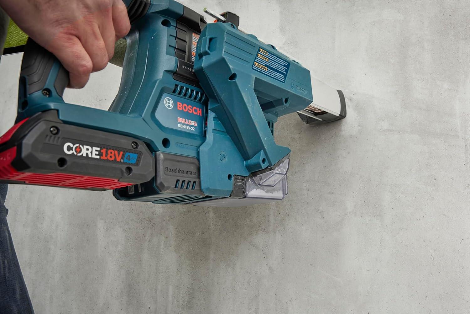 imageBosch GBH18V22K24 18V Brushless SDSplus Bulldog In Rotary Hammer Kit with 2 CORE18V 4 Ah Advanced Power Batteriesw 2 18V 4 Ah Batteries