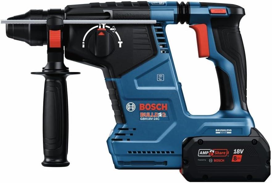 imageBosch GBH18V24CK24 18V Brushless Connected SDSplus Bulldog 1 In Rotary Hammer with 2 CORE18V 8 Ah High Power BatteriesIndustrial