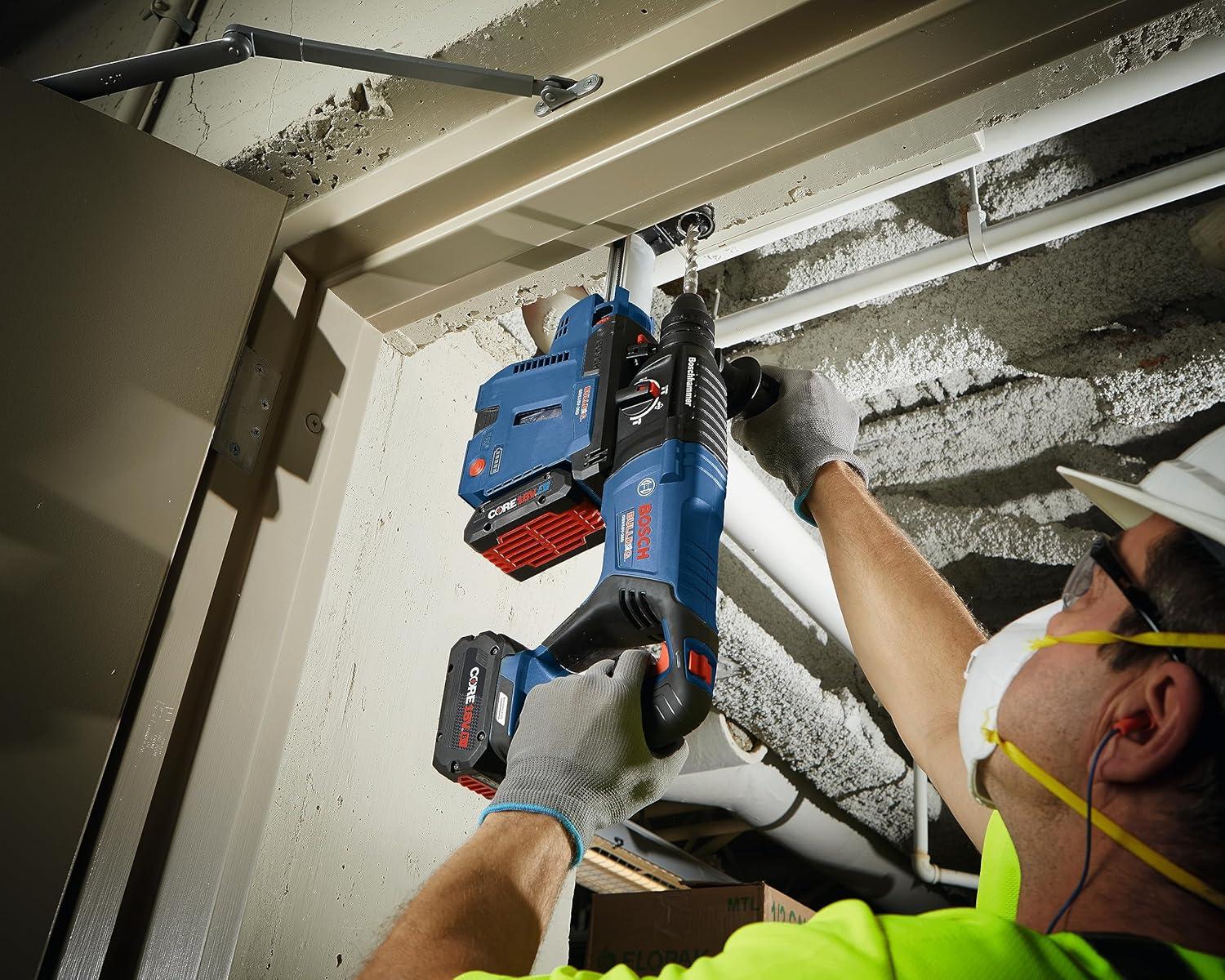 imageBosch GBH18V26DK24 18V EC Brushless SDSplus Bulldog 1 In Rotary Hammer Kit with 2 CORE18V 8 Ah High Power Batteries