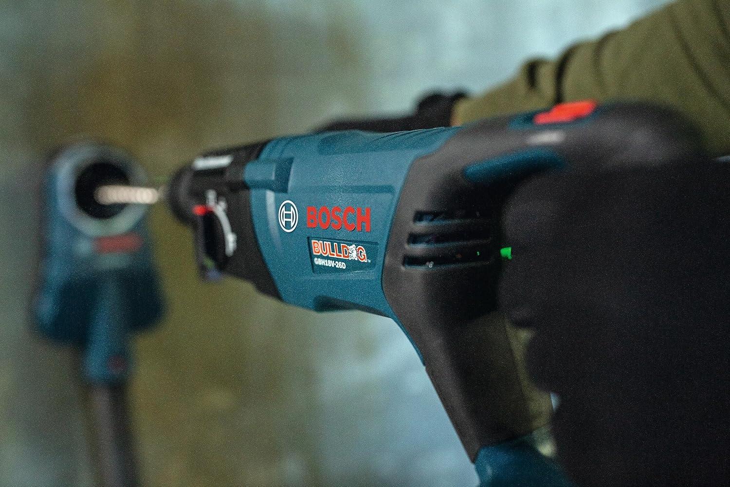 imageBosch GBH18V26DK24 18V EC Brushless SDSplus Bulldog 1 In Rotary Hammer Kit with 2 CORE18V 8 Ah High Power Batteries