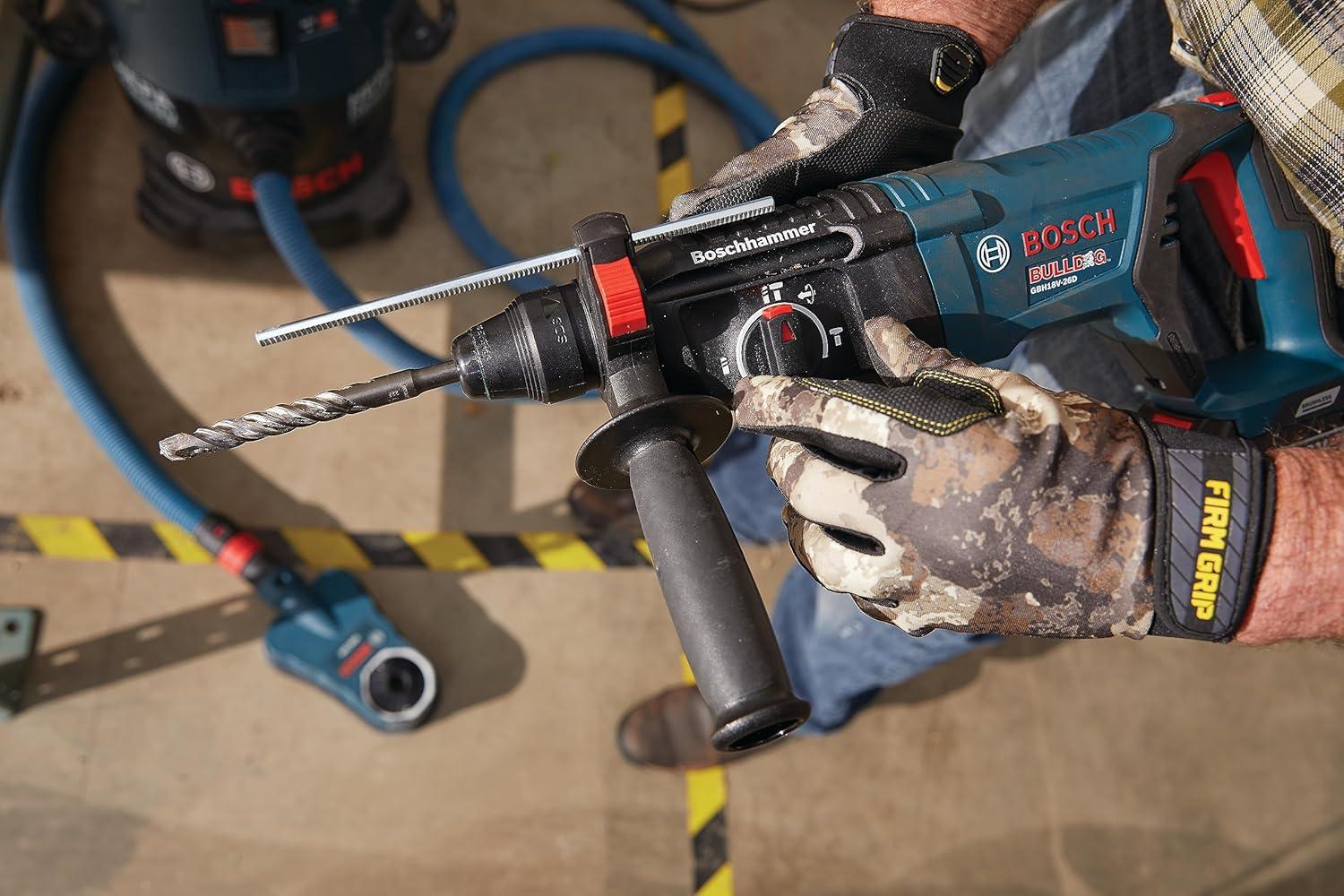 imageBosch GBH18V26DK24 18V EC Brushless SDSplus Bulldog 1 In Rotary Hammer Kit with 2 CORE18V 8 Ah High Power Batteries