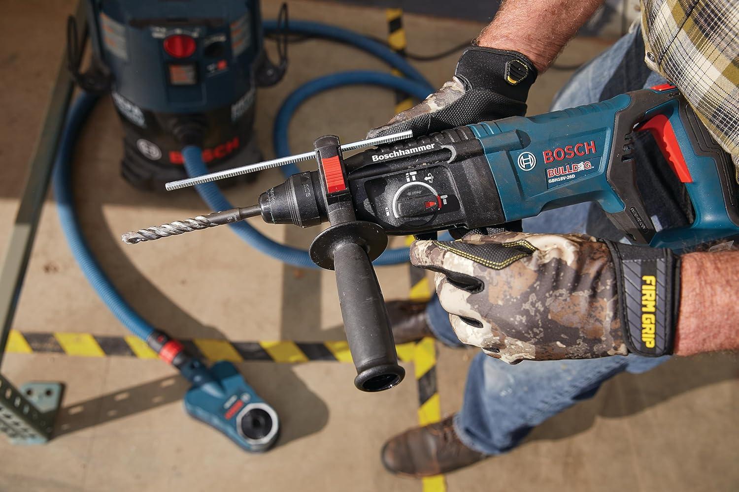 imageBosch GBH18V26DK24 18V EC Brushless SDSplus Bulldog 1 In Rotary Hammer Kit with 2 CORE18V 8 Ah High Power Batteries