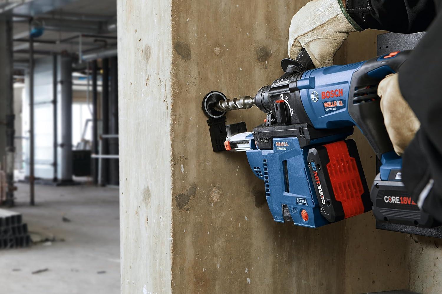 imageBosch GBH18V26DK24 18V EC Brushless SDSplus Bulldog 1 In Rotary Hammer Kit with 2 CORE18V 8 Ah High Power Batteries