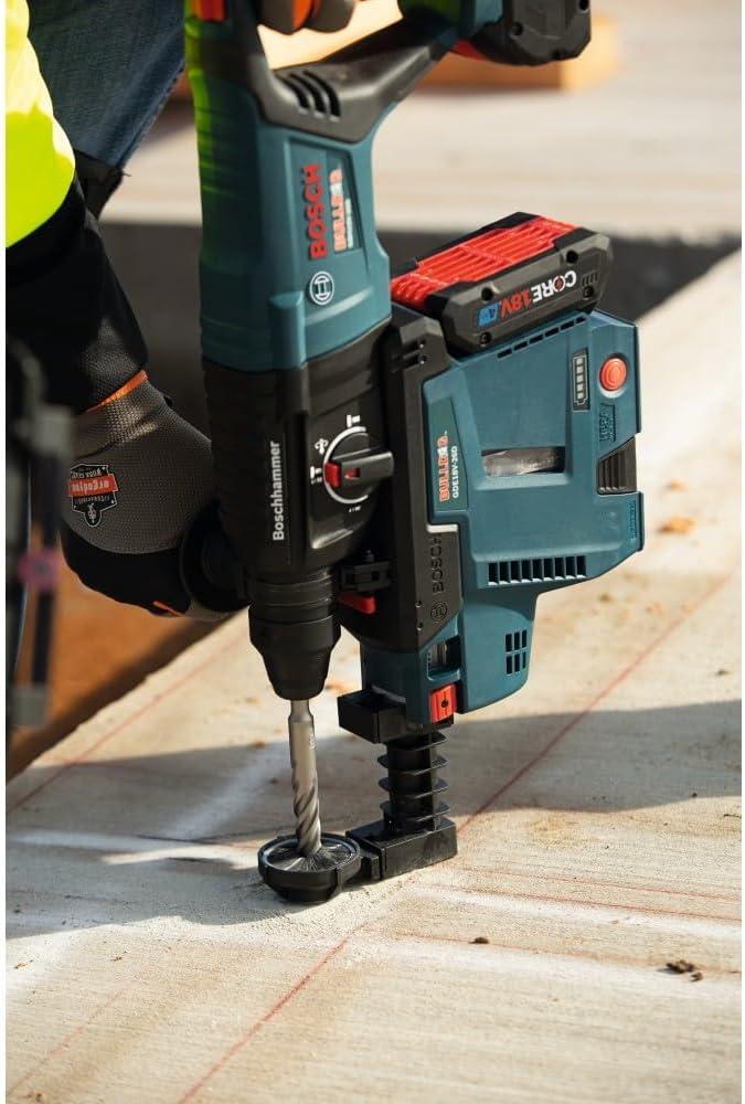 imageBosch GBH18V26DK25 18V EC Brushless SDSplus Bulldog 1 In Rotary Hammer Kit with 2 CORE18V 4 Ah Advanced Power Batteries