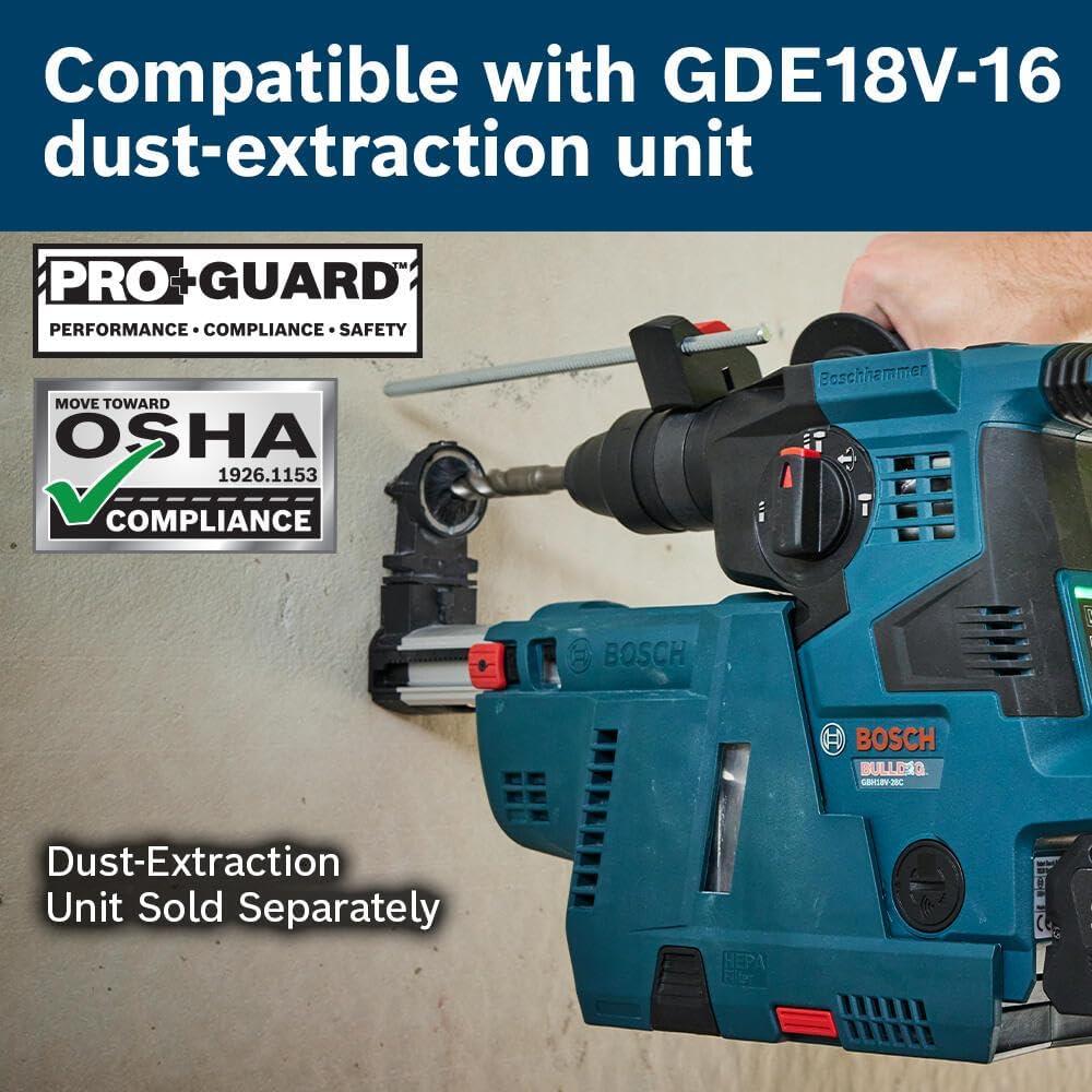 imageBosch GBH18V28DCN 18V Brushless ConnectedReady SDSplus Bulldog 118 In Rotary Hammer Bare Toolw 2 18V 8 Ah Batteries