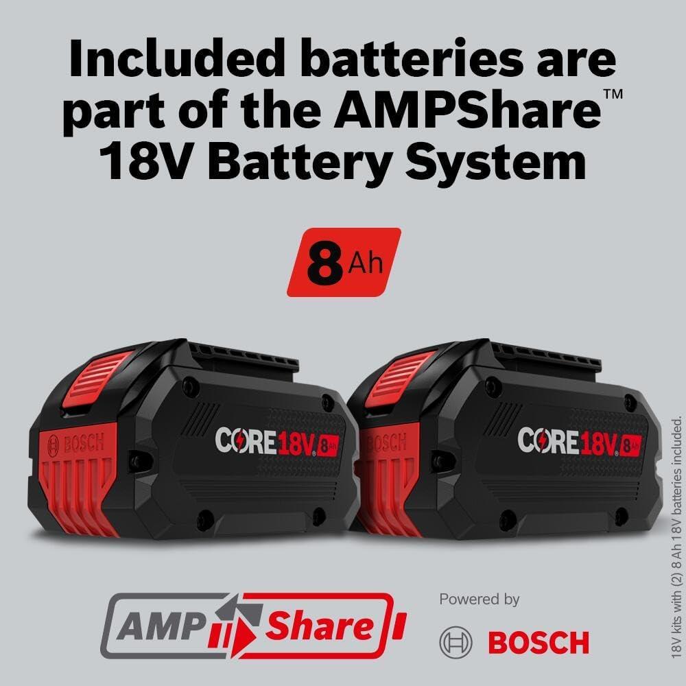imageBosch GBH18V28DCN 18V Brushless ConnectedReady SDSplus Bulldog 118 In Rotary Hammer Bare Toolw 2 18V 8 Ah Batteries