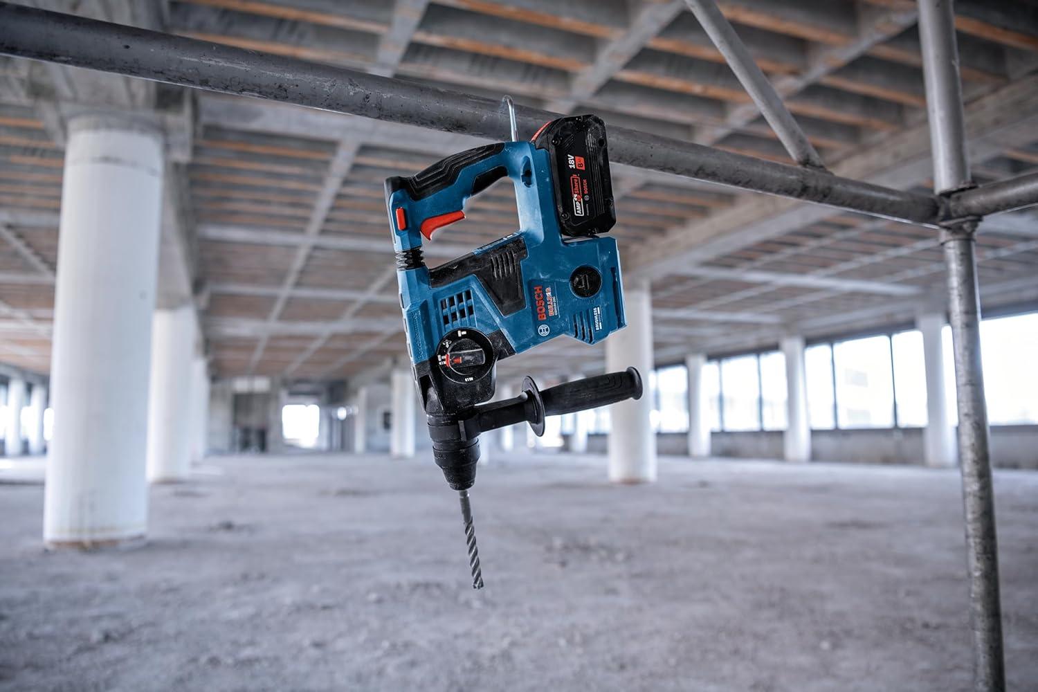 imageBosch GBH18V28DCN 18V Brushless ConnectedReady SDSplus Bulldog 118 In Rotary Hammer Bare Toolw 2 18V 8 Ah Batteries