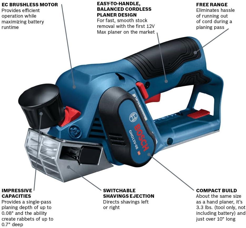 imageBosch GHO12V08N 12V Max EC Brushless Planer Bare Tool