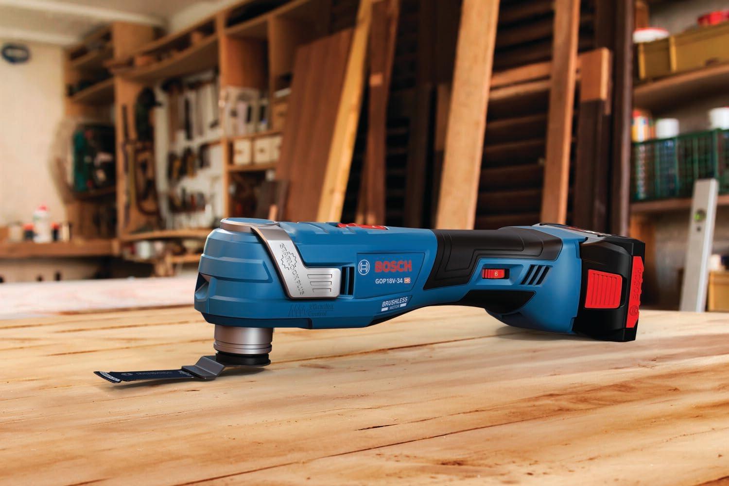 imageBosch GOP18V34N 18V Brushless StarlockPlus Oscillating MultiTool Bare Toolw 18V 4 Ah Battery
