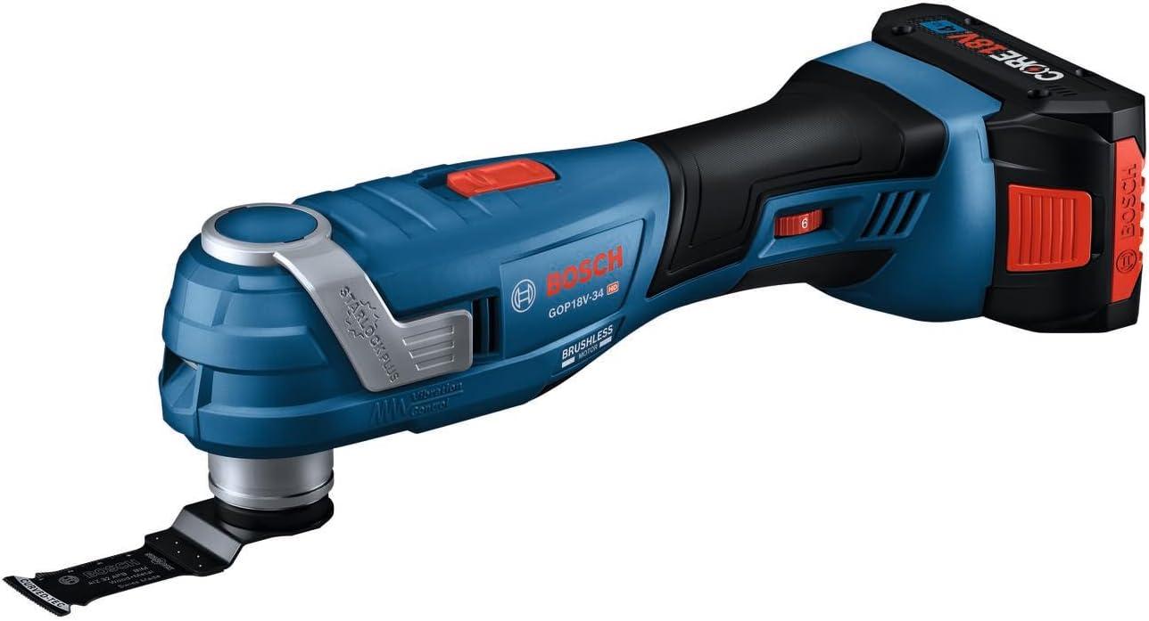imageBosch GOP18V34N 18V Brushless StarlockPlus Oscillating MultiTool Bare Toolw 18V 4 Ah Battery