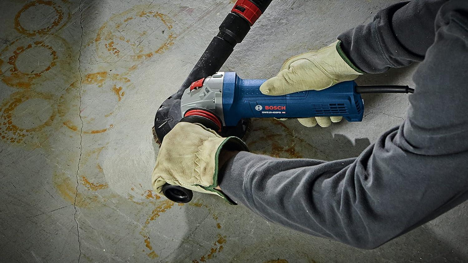 imageBosch GWS10450PD 412 In Ergonomic Angle Grinder with No LockOn Paddle Switch