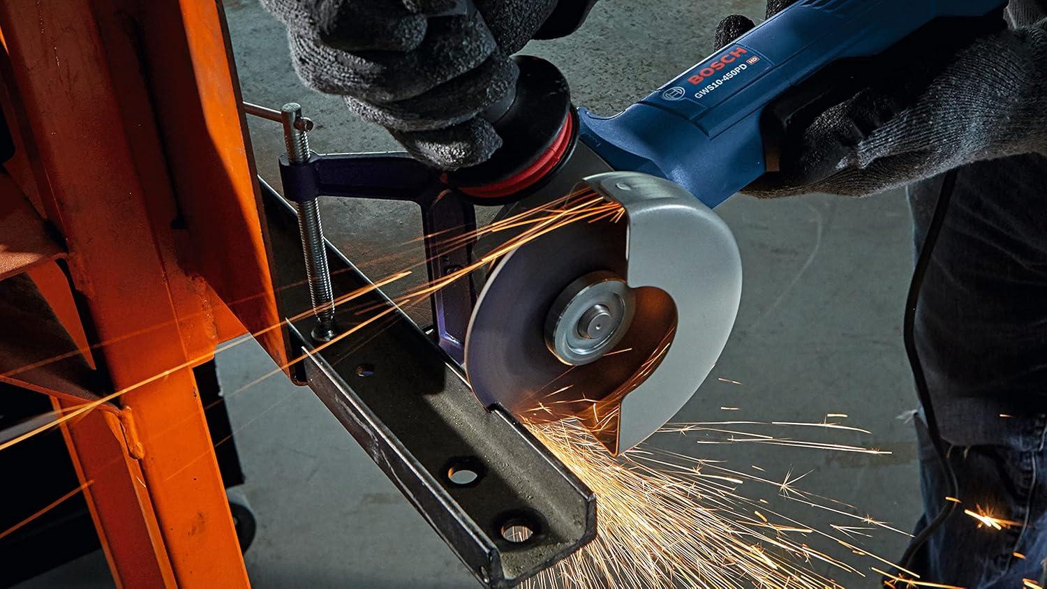imageBosch GWS10450PD 412 In Ergonomic Angle Grinder with No LockOn Paddle Switch