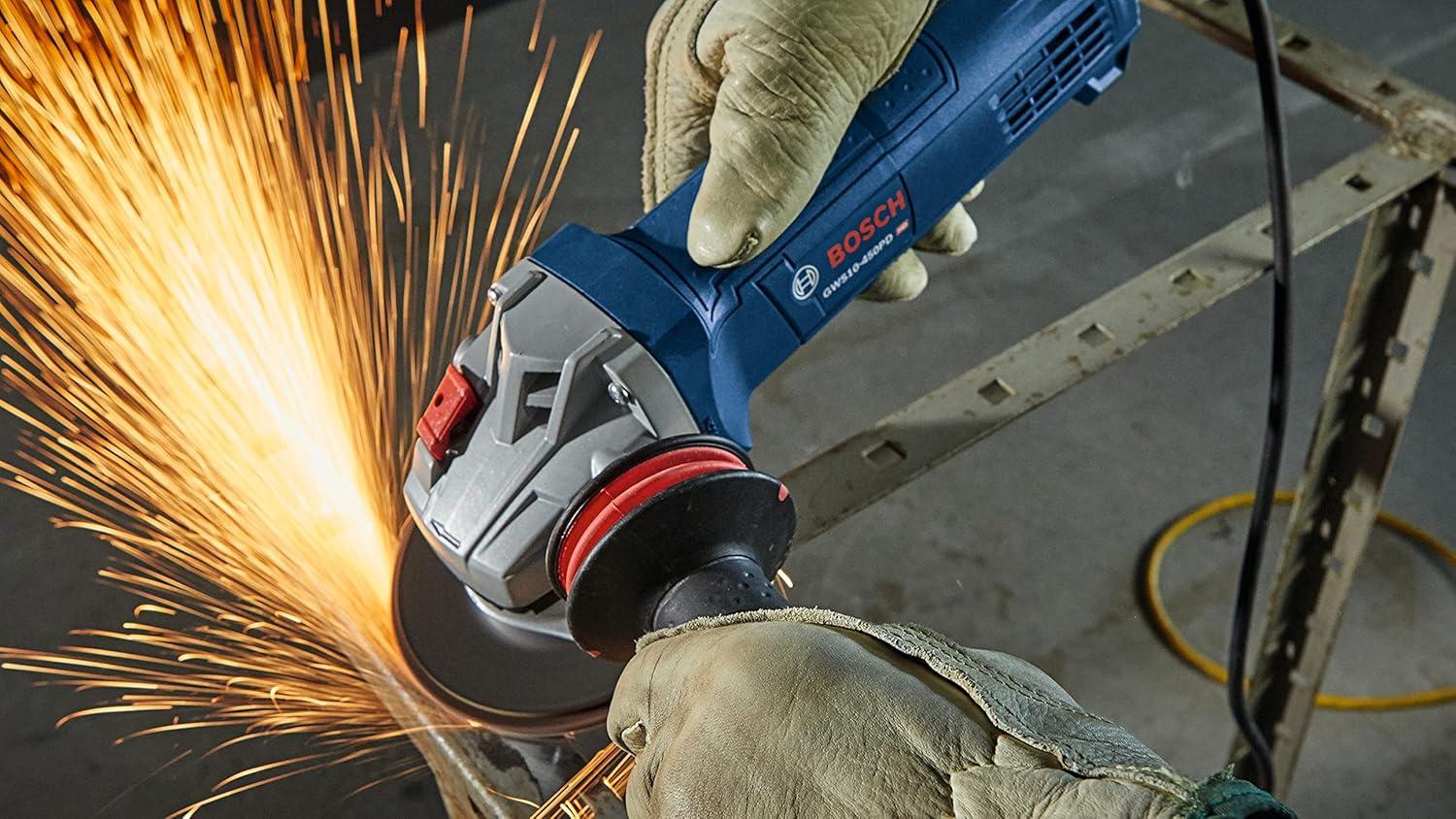 imageBosch GWS10450PD 412 In Ergonomic Angle Grinder with No LockOn Paddle Switch