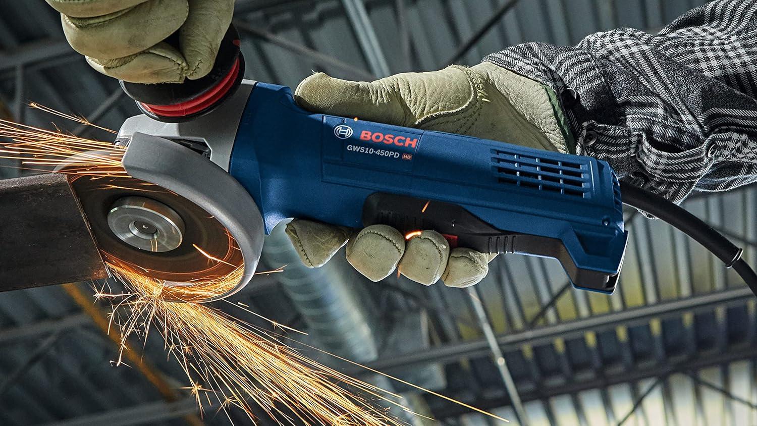 imageBosch GWS10450PD 412 In Ergonomic Angle Grinder with No LockOn Paddle Switch