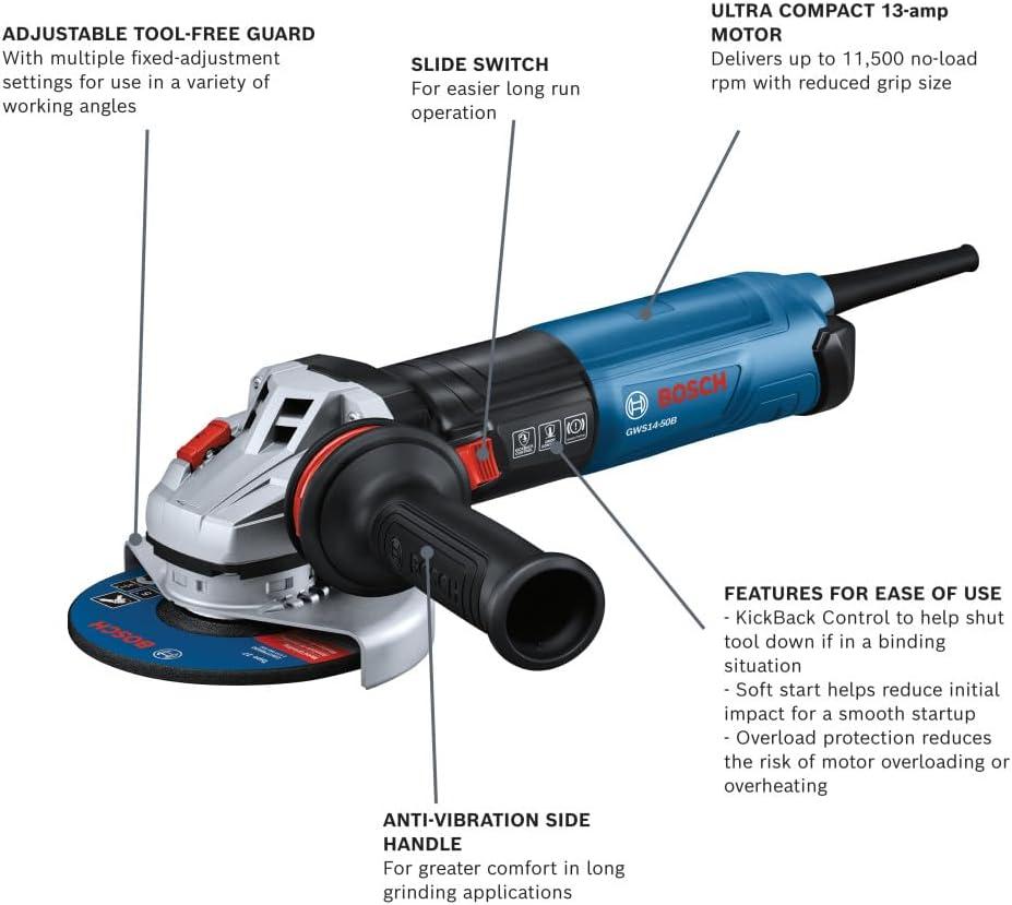 imageBosch GWS1450B 5 In Angle Grinder with Brake