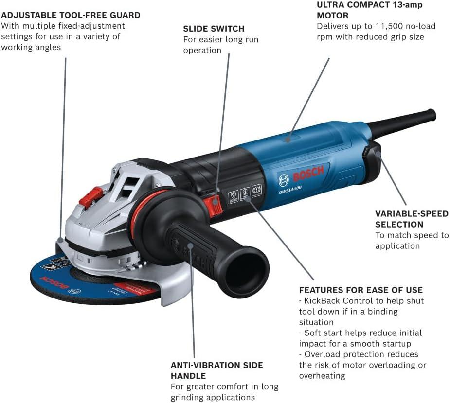 imageBosch GWS1450B 5 In Angle Grinder with Brake