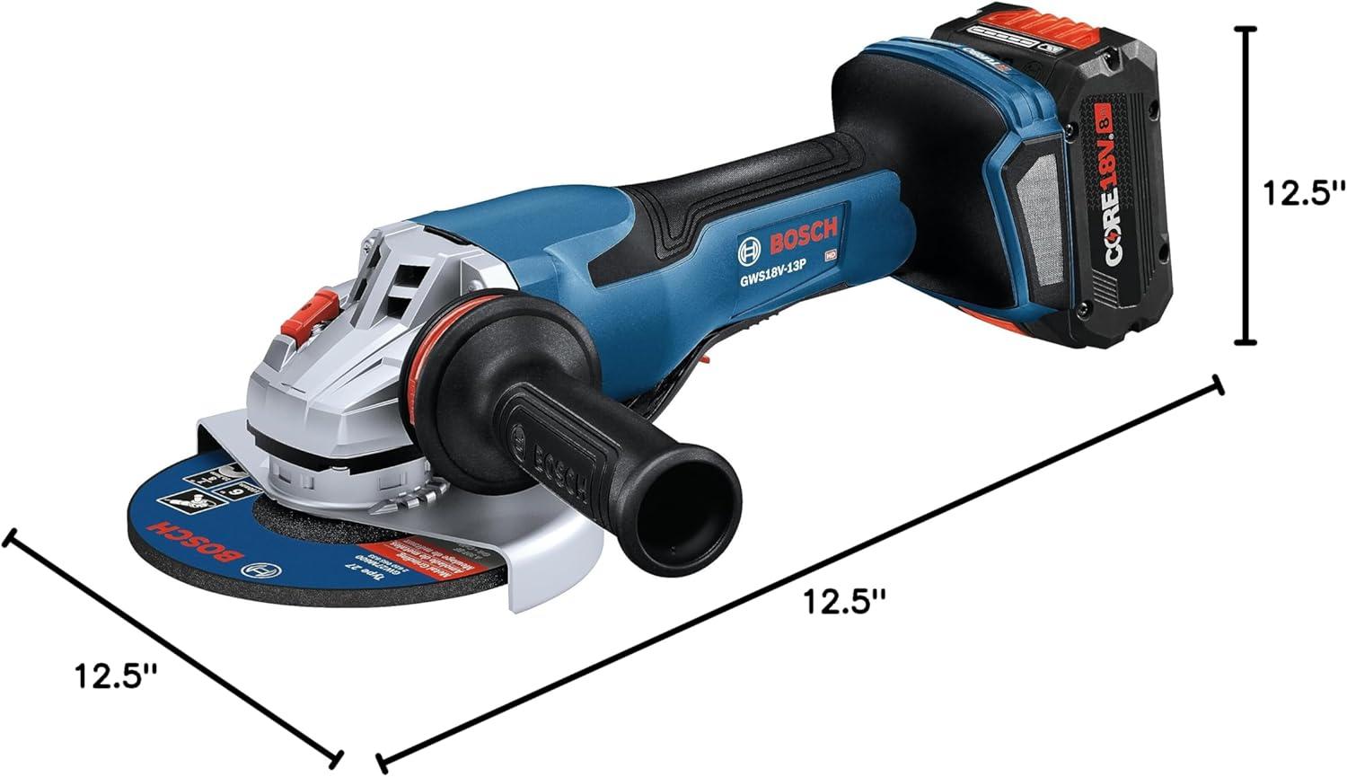 imageBosch GWS18V13PB14 PROFACTOR 18V 5 6 In Angle Grinder with No LockOn Paddle Switch with 1 CORE18V 8 Ah High Power Battery