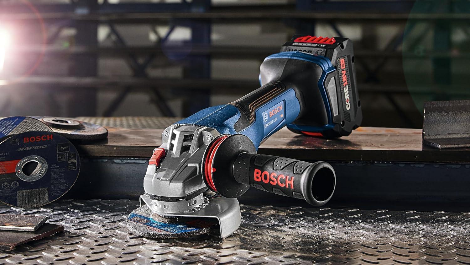 imageBosch GWS18V13PB14 PROFACTOR 18V 5 6 In Angle Grinder with No LockOn Paddle Switch with 1 CORE18V 8 Ah High Power Battery