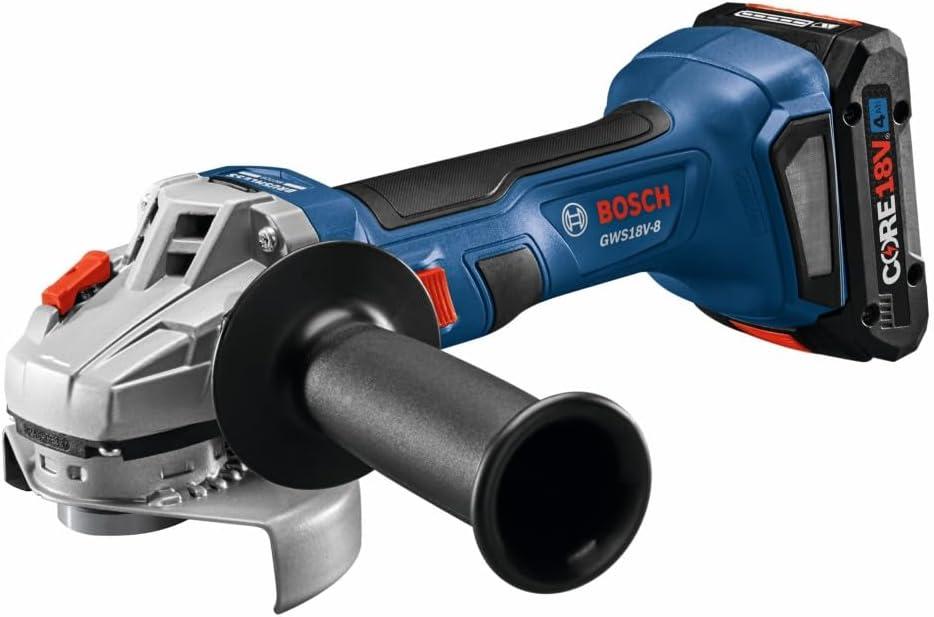 imageBosch GWS18V8B15 18V Brushless 412 In Angle Grinder Kit with 1 CORE18V 4 Ah Advanced Power Battery