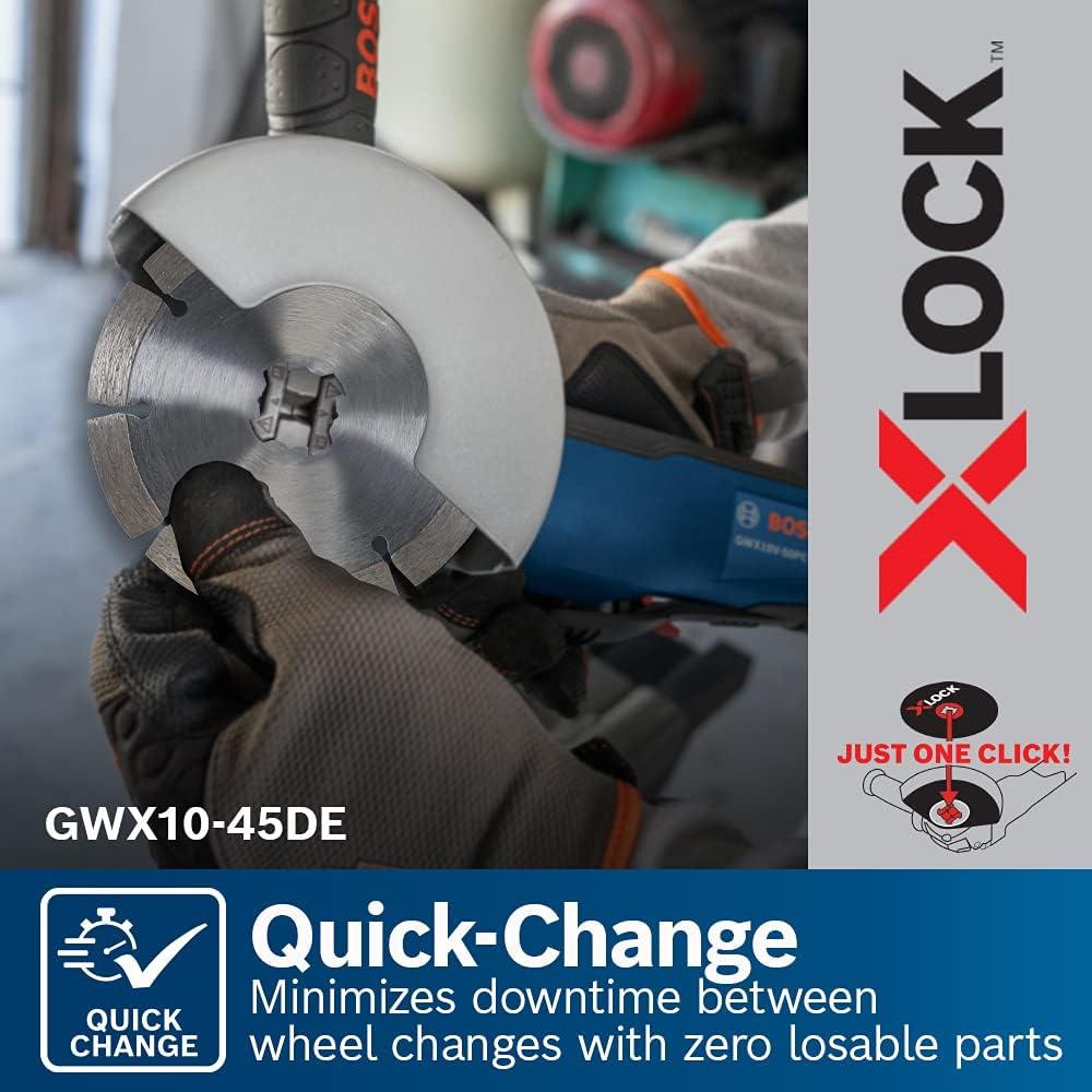 imageBosch GWX1045DE 412 In XLOCK Ergonomic Angle Grinder with No LockOn Paddle Switch412 In