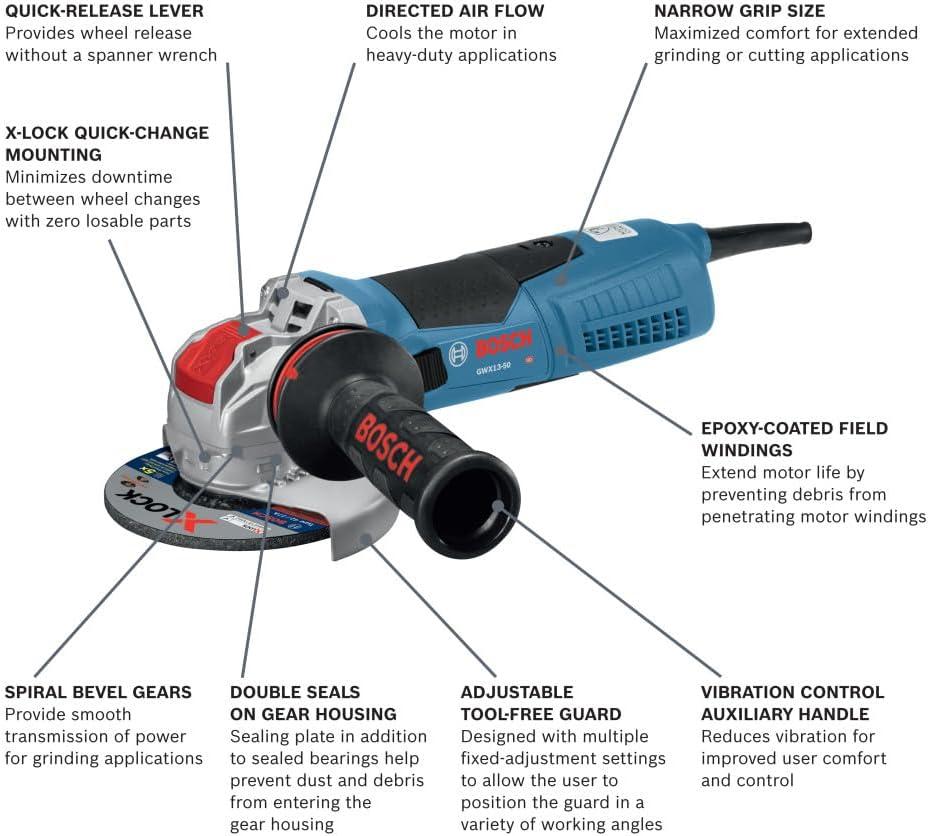 imageBosch GWX1350 5 In XLOCK Angle Grinder