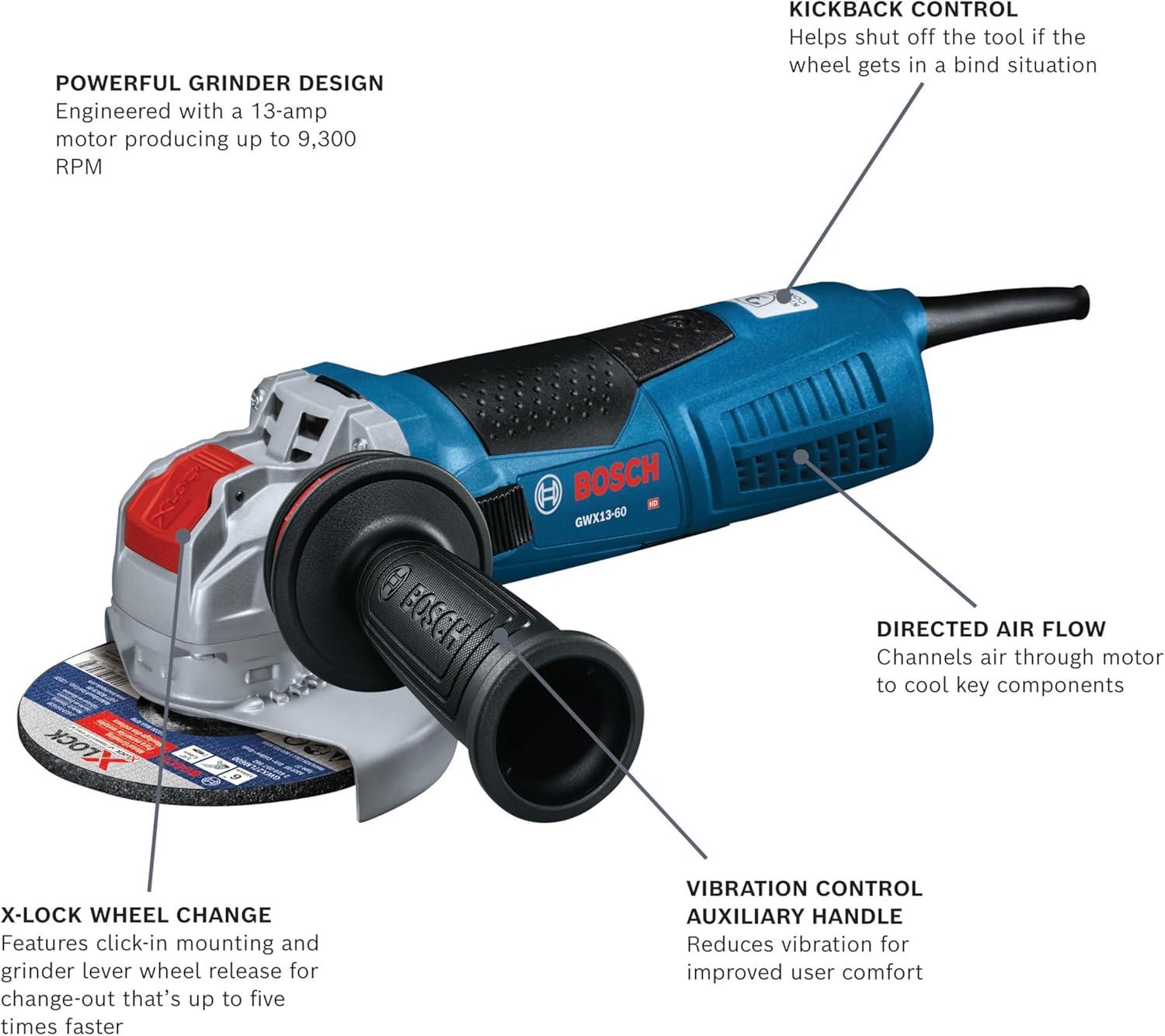 imageBosch GWX1360 6 In XLOCK Angle Grinder with Side SwitchSlide Switch