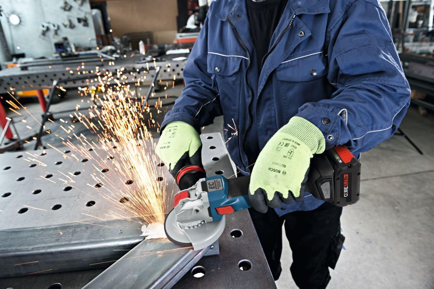 imageBosch GWX18V50PCB14 18V XLOCK Brushless ConnectedReady 412 In 5 In Angle Grinder with No LockOn Paddle Switch Kit and 1 CORE18V 8 Ah High Power Battery