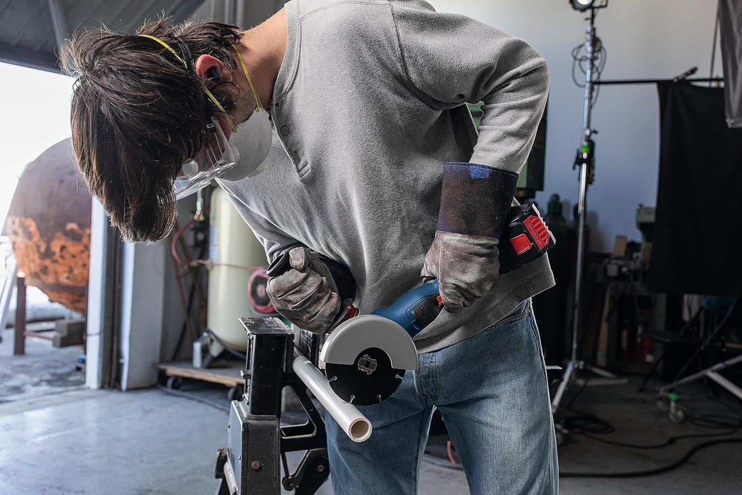 imageBosch GWX18V50PCB14 18V XLOCK Brushless ConnectedReady 412 In 5 In Angle Grinder with No LockOn Paddle Switch Kit and 1 CORE18V 8 Ah High Power Battery