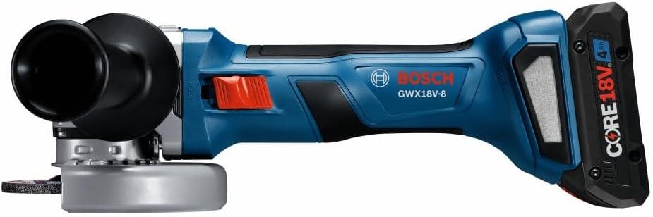 imageBosch GWX18V8B15 18V XLOCK Brushless 412 In Angle Grinder Kit with 1 CORE18V 4 Ah Advanced Power Battery Reconditioned