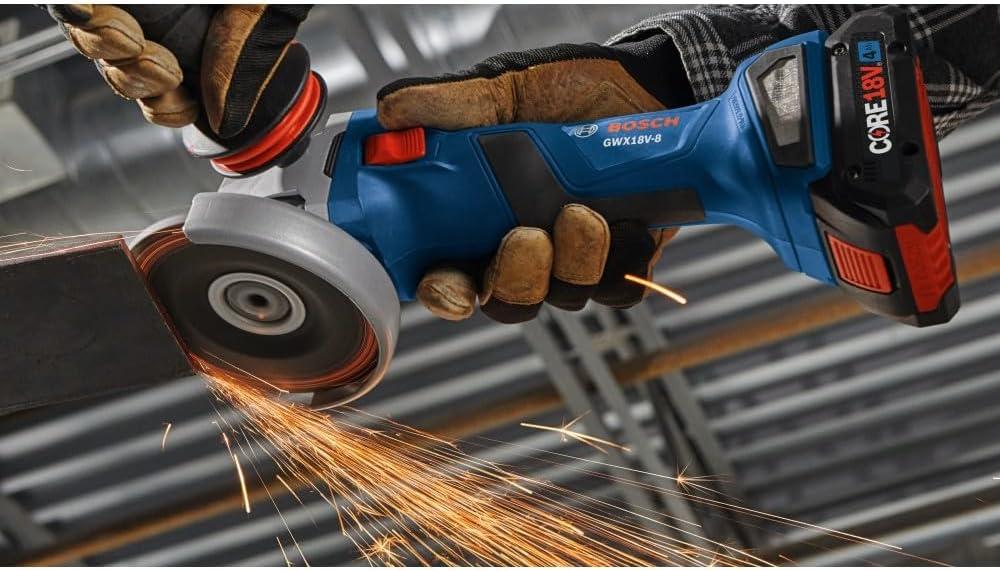 imageBosch GWX18V8B15 18V XLOCK Brushless 412 In Angle Grinder Kit with 1 CORE18V 4 Ah Advanced Power Battery Reconditioned