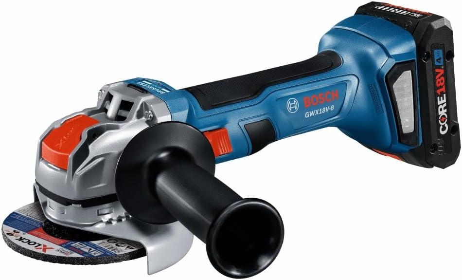 imageBosch GWX18V8B15 18V XLOCK Brushless 412 In Angle Grinder Kit with 1 CORE18V 4 Ah Advanced Power Battery Reconditioned
