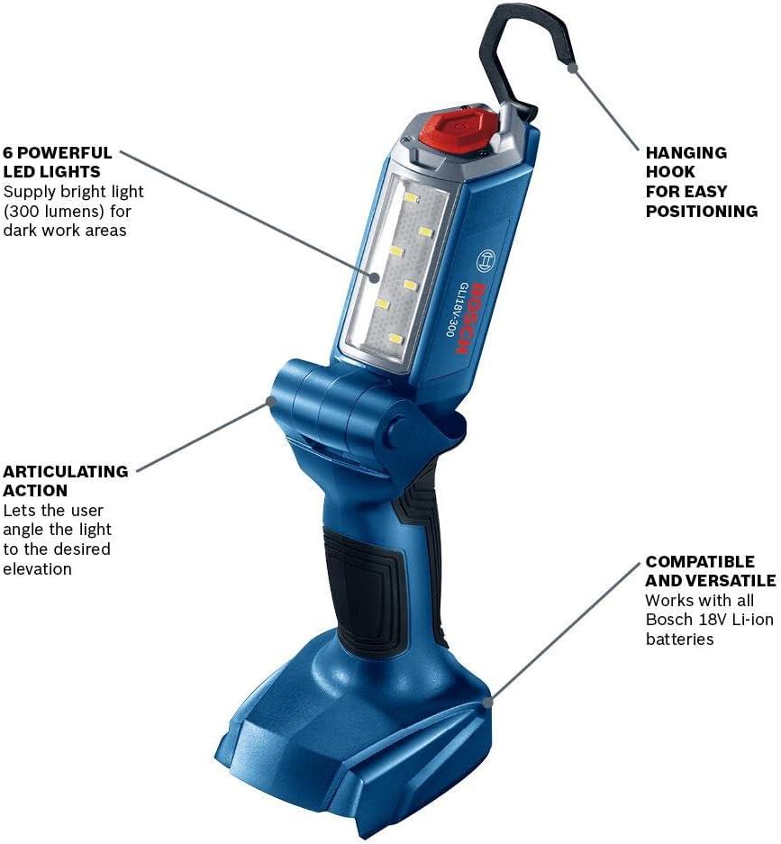 imageBosch GXL18V496B22 18V 4Tool Combo Kit with Compact Tough 12 In DrillDriver TwoInOne 14 In and 12 In Impact DriverWrench Compact Recip Saw LED Light and 2 20 Ah SlimPack Batteries