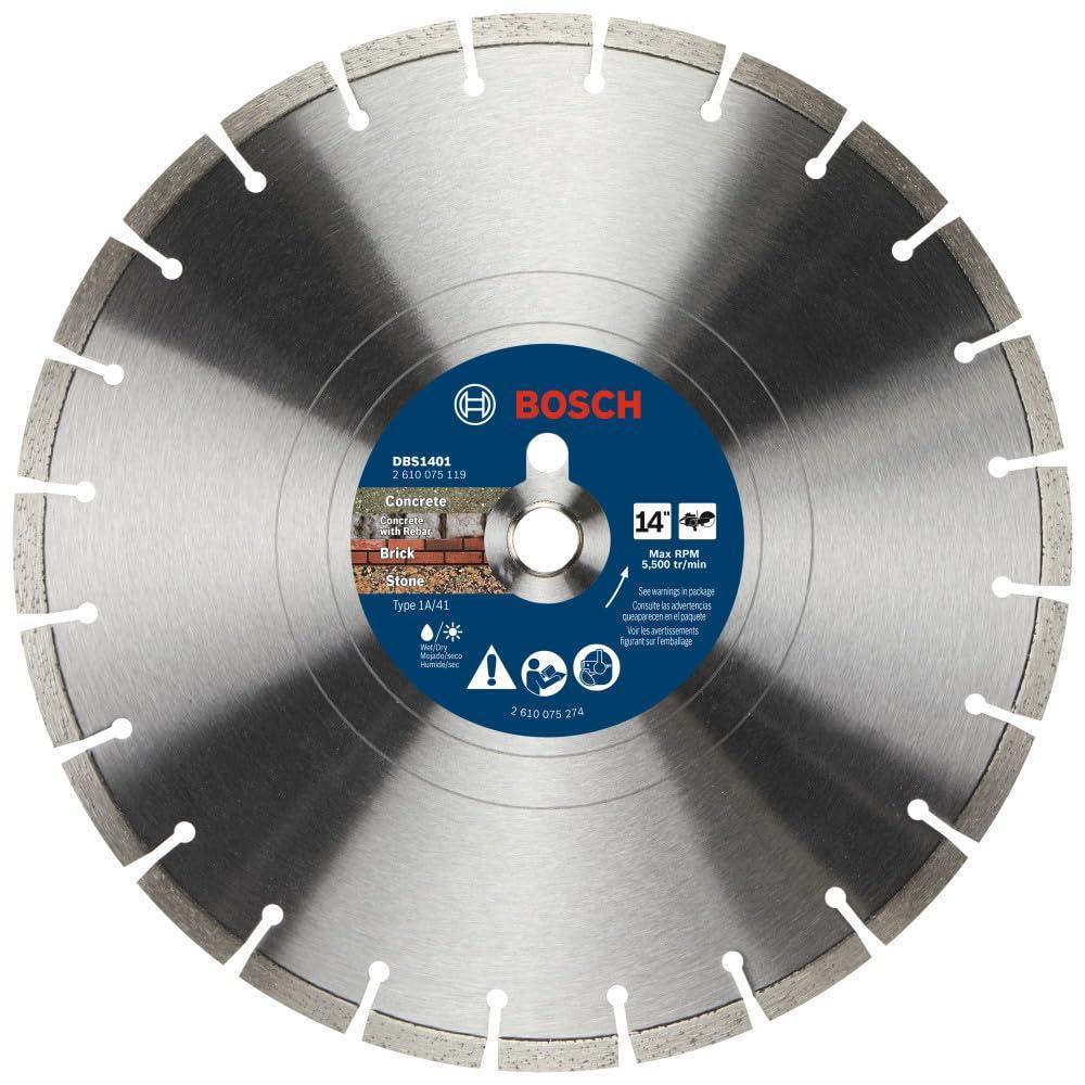 imageBOSCH DBSX04502 412 in XLock Premium Segmented Rim Diamond Blade  5X Faster Change Long Life  Concrete Brick Block  XLock amp Standard Angle Grinders14 DIAMETER