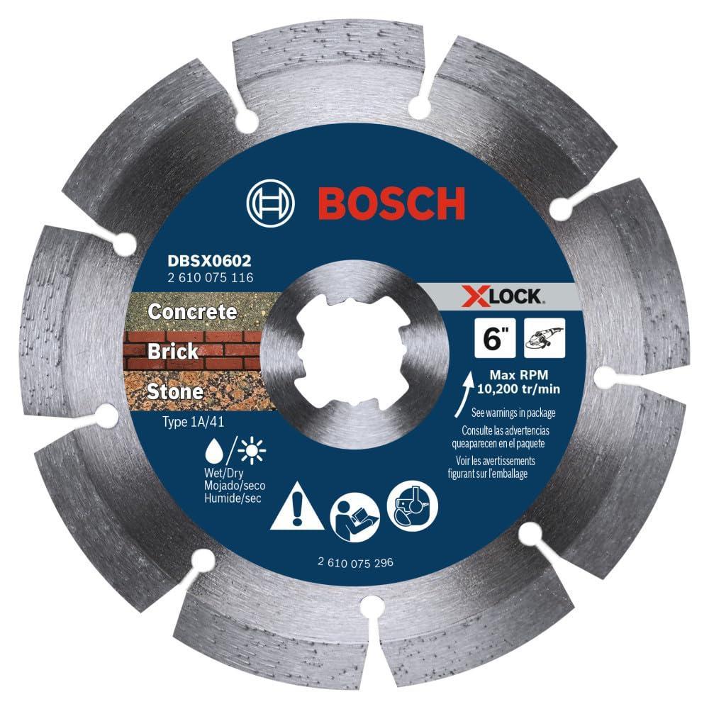 imageBOSCH DBSX04502 412 in XLock Premium Segmented Rim Diamond Blade 5X Faster Change Long Life Concrete Brick Block XLock amp Standard Angle Grinders6 DIAMETER